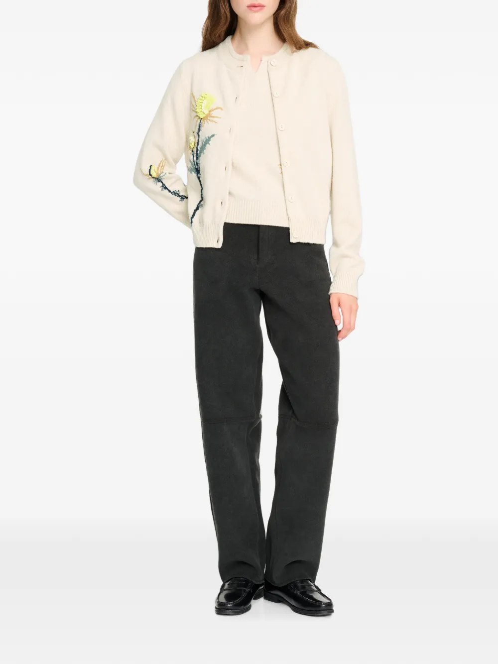 Barrie Kasjmier vest met distel-patroon Wit