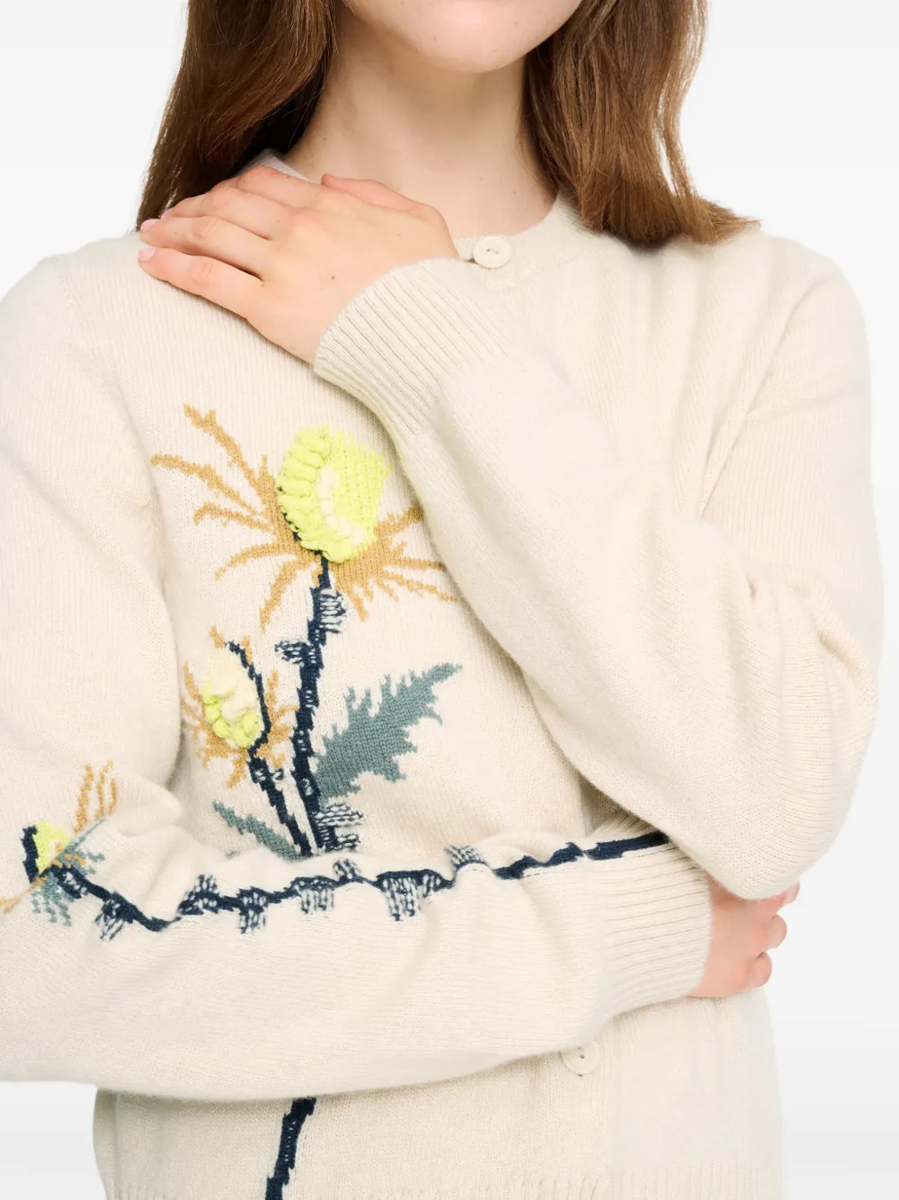 Barrie Kasjmier vest met distel-patroon Wit