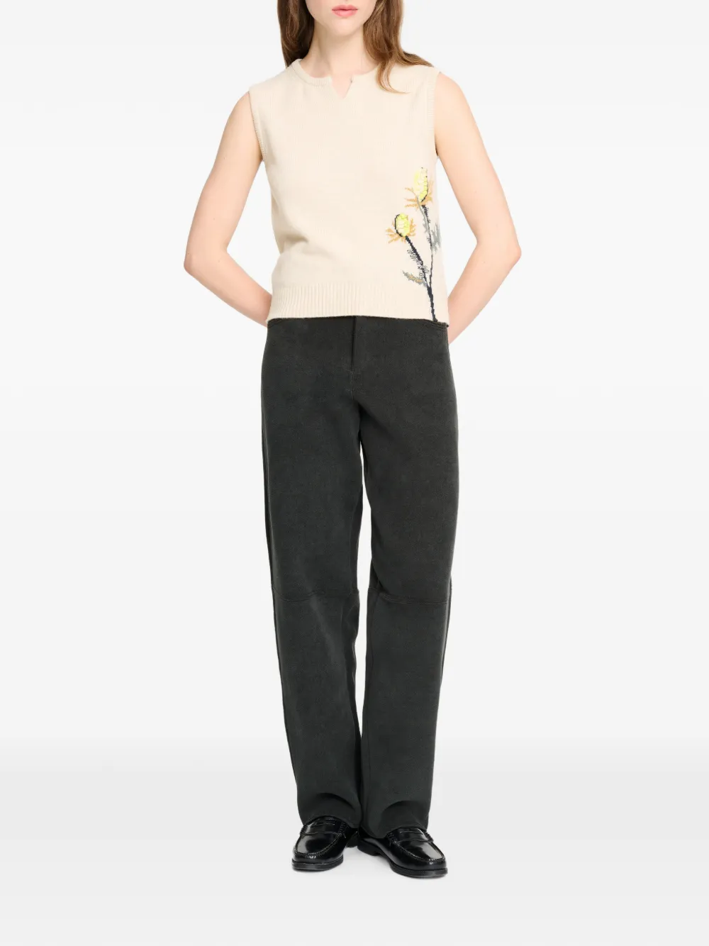Barrie Kasjmier top met distel-patroon Wit