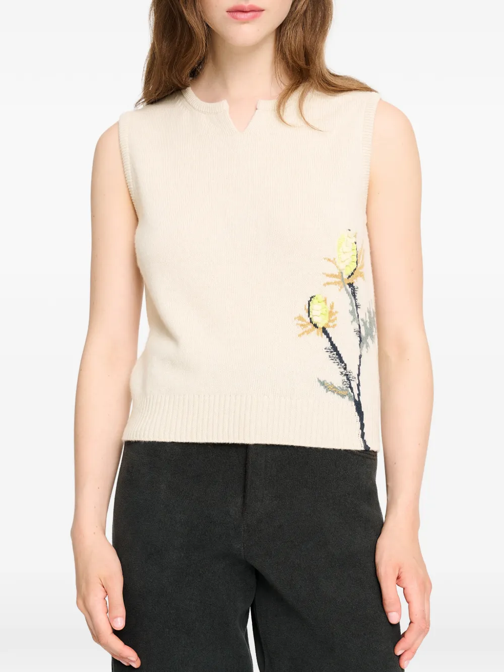 Barrie Kasjmier top met distel-patroon Wit