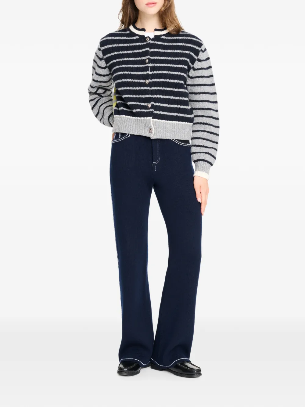 Barrie Grofgebreid vest Grijs