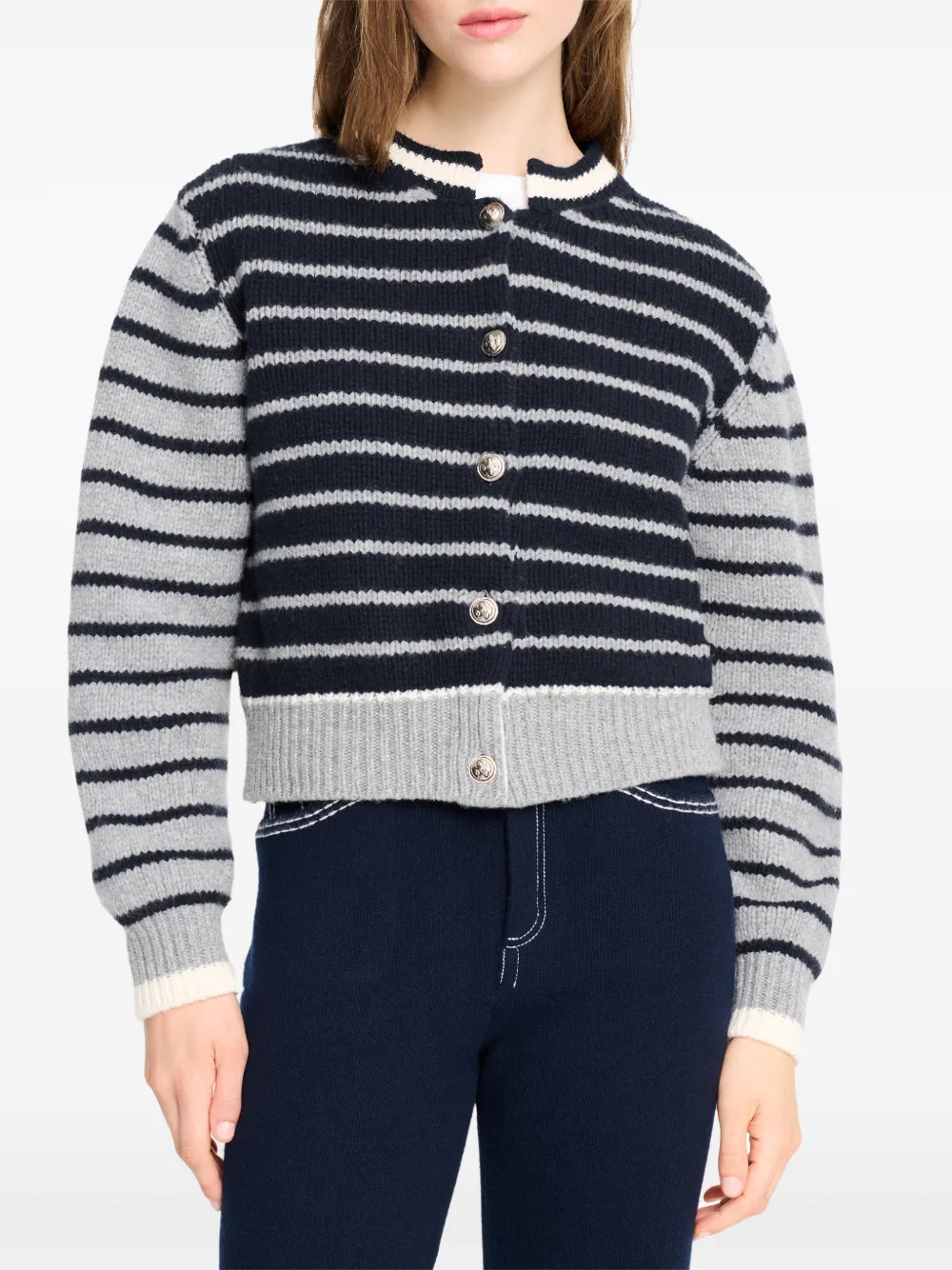 Barrie Grofgebreid vest Grijs