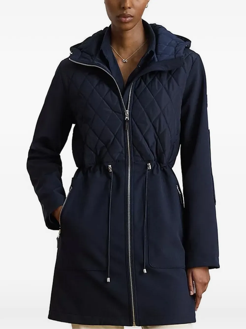Lauren Ralph Lauren quilted-panel drawstring coat - Blu