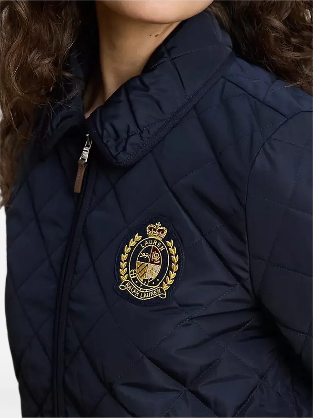 Lauren Ralph Lauren Gewatteerd jack met wapenschild-patch Blauw