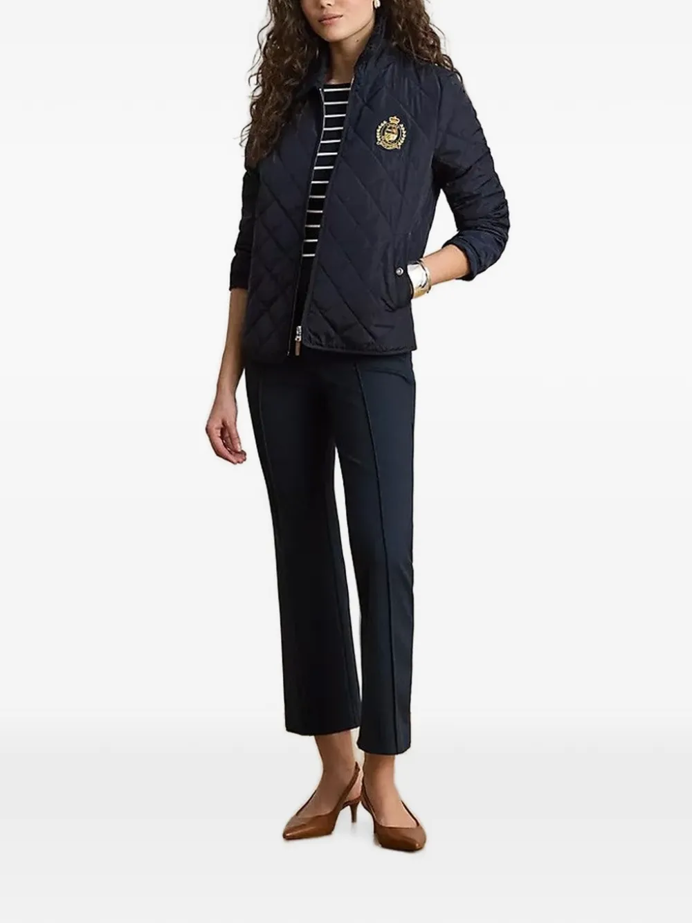 Lauren Ralph Lauren Gewatteerd jack met wapenschild-patch Blauw