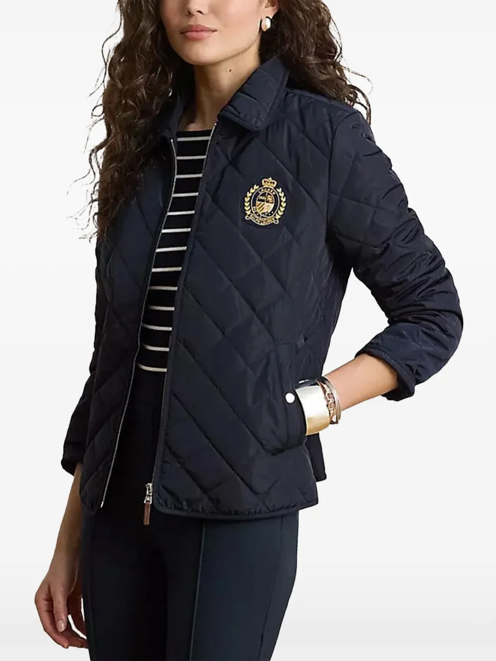 Lauren Ralph Lauren quilted crest-patch jacket - Blau