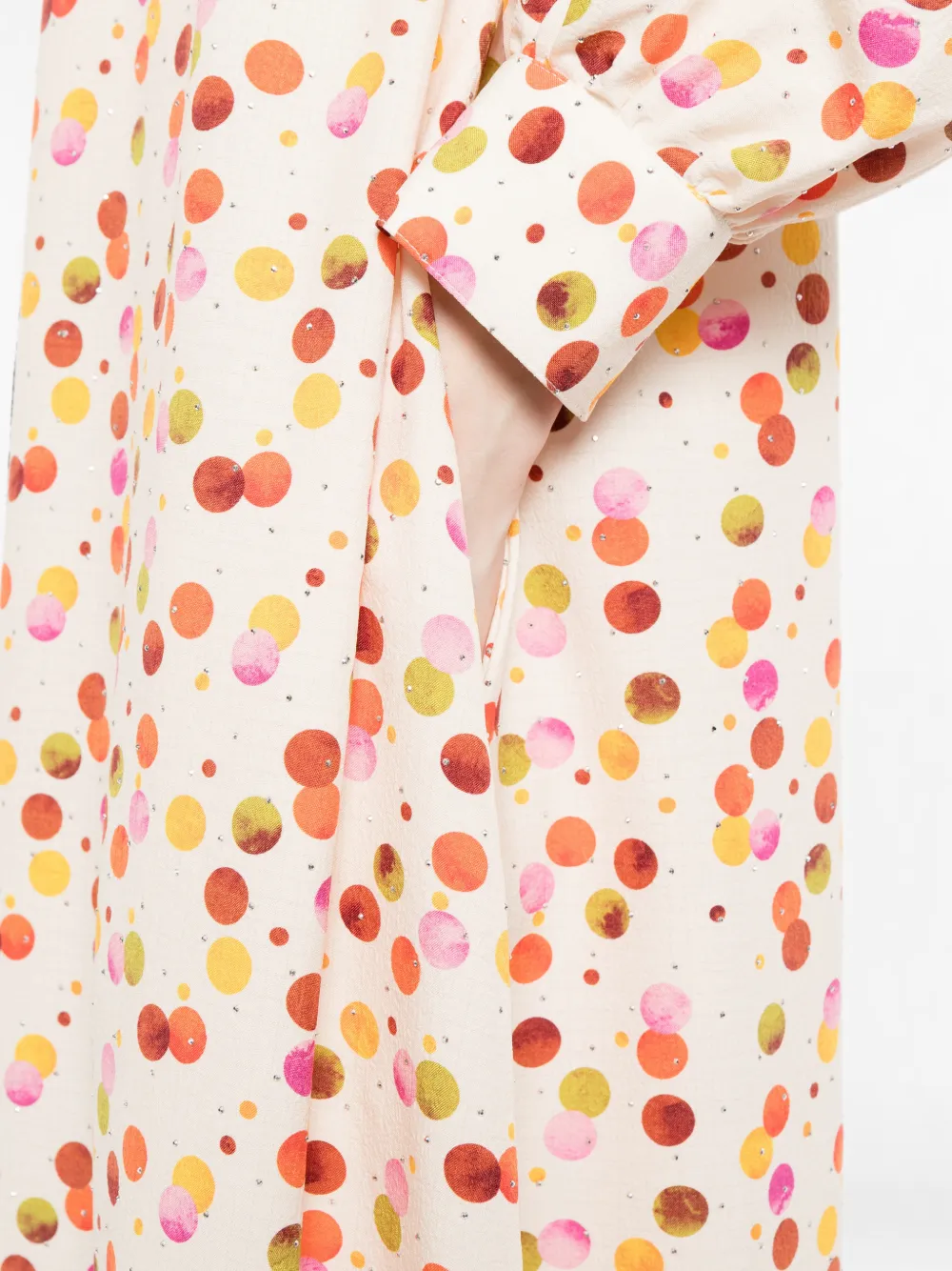 Bambah Jurk met penseelstreek-print en stippen Rood