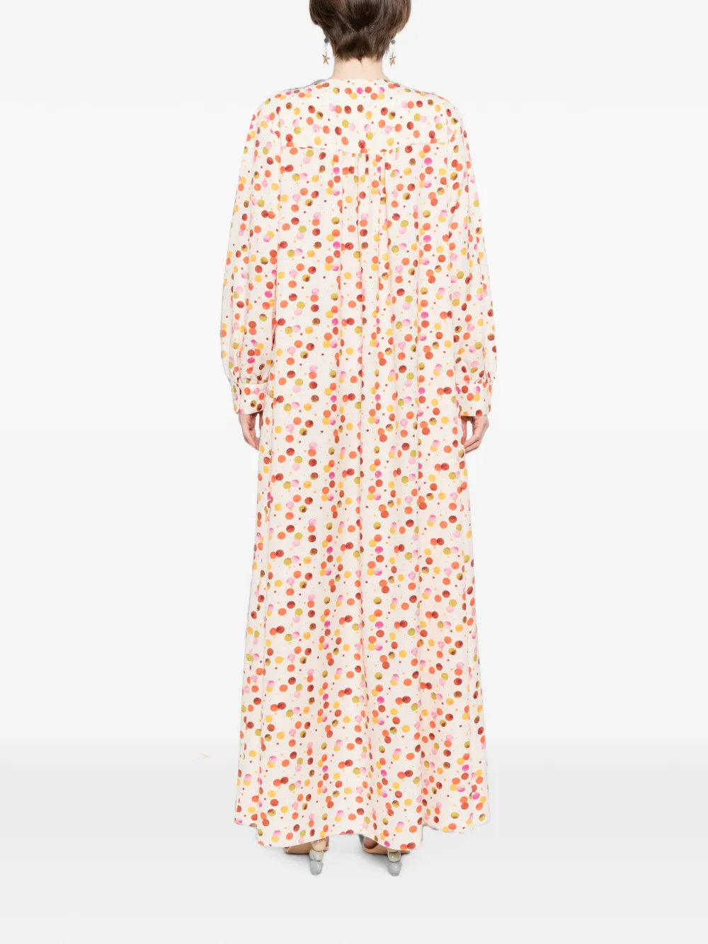 Bambah Jurk met penseelstreek-print en stippen Rood