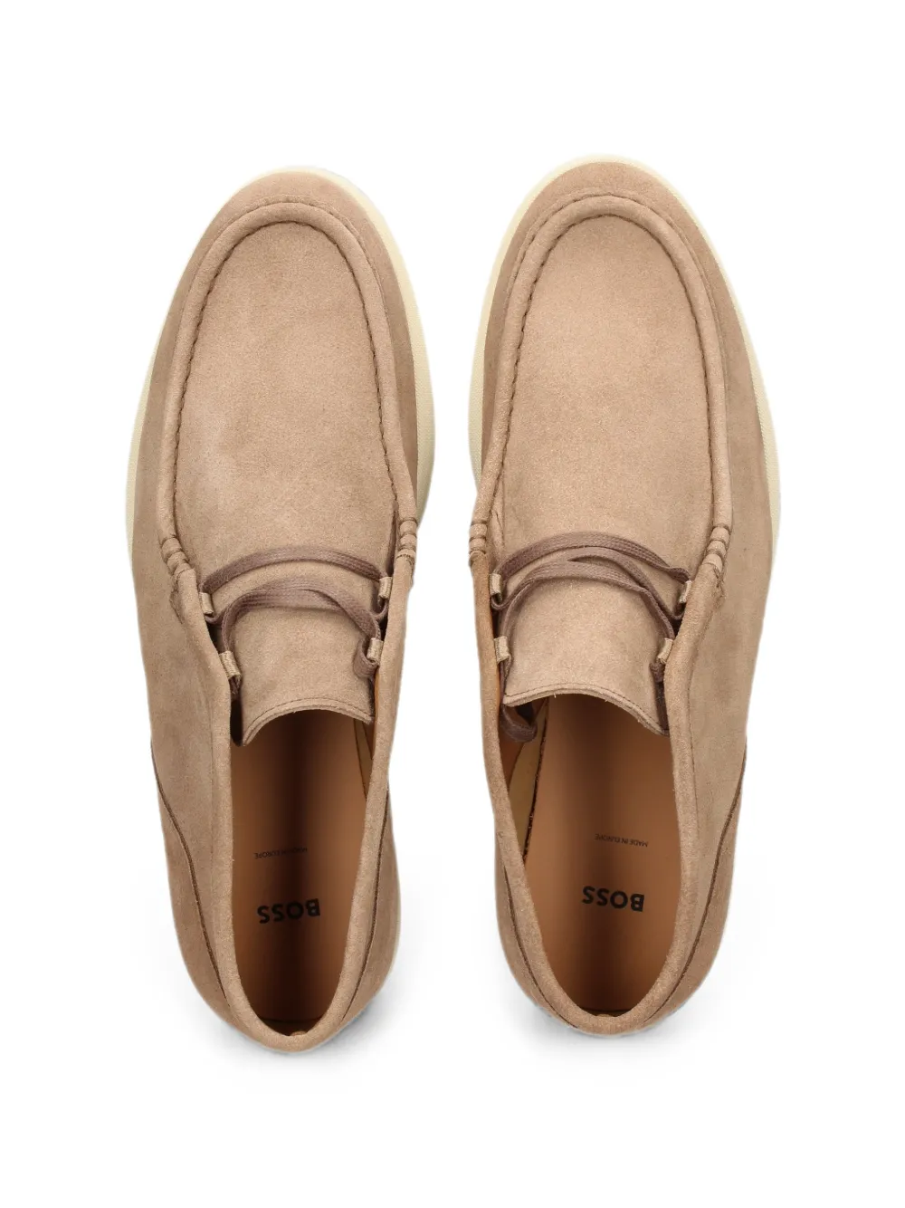 BOSS suede Desert boots with stitching details Beige