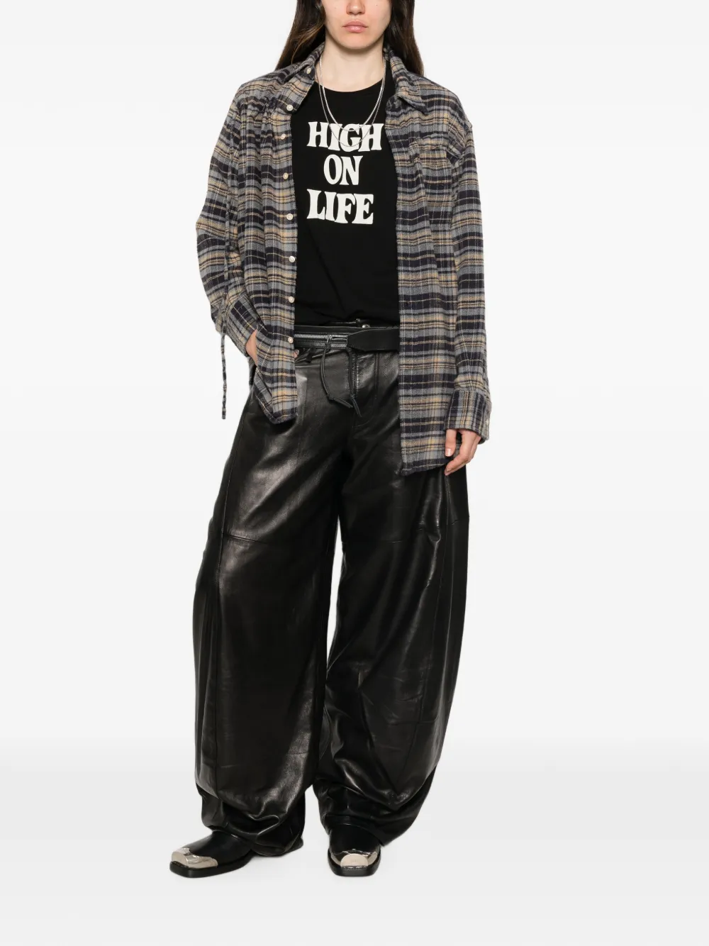 R13 T-shirt met tekst Zwart