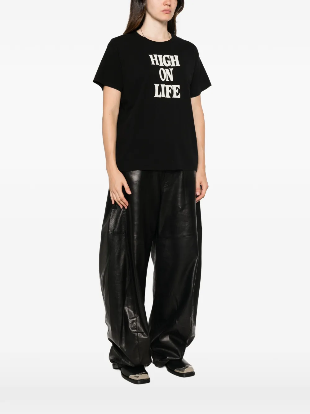 R13 T-shirt met tekst Zwart