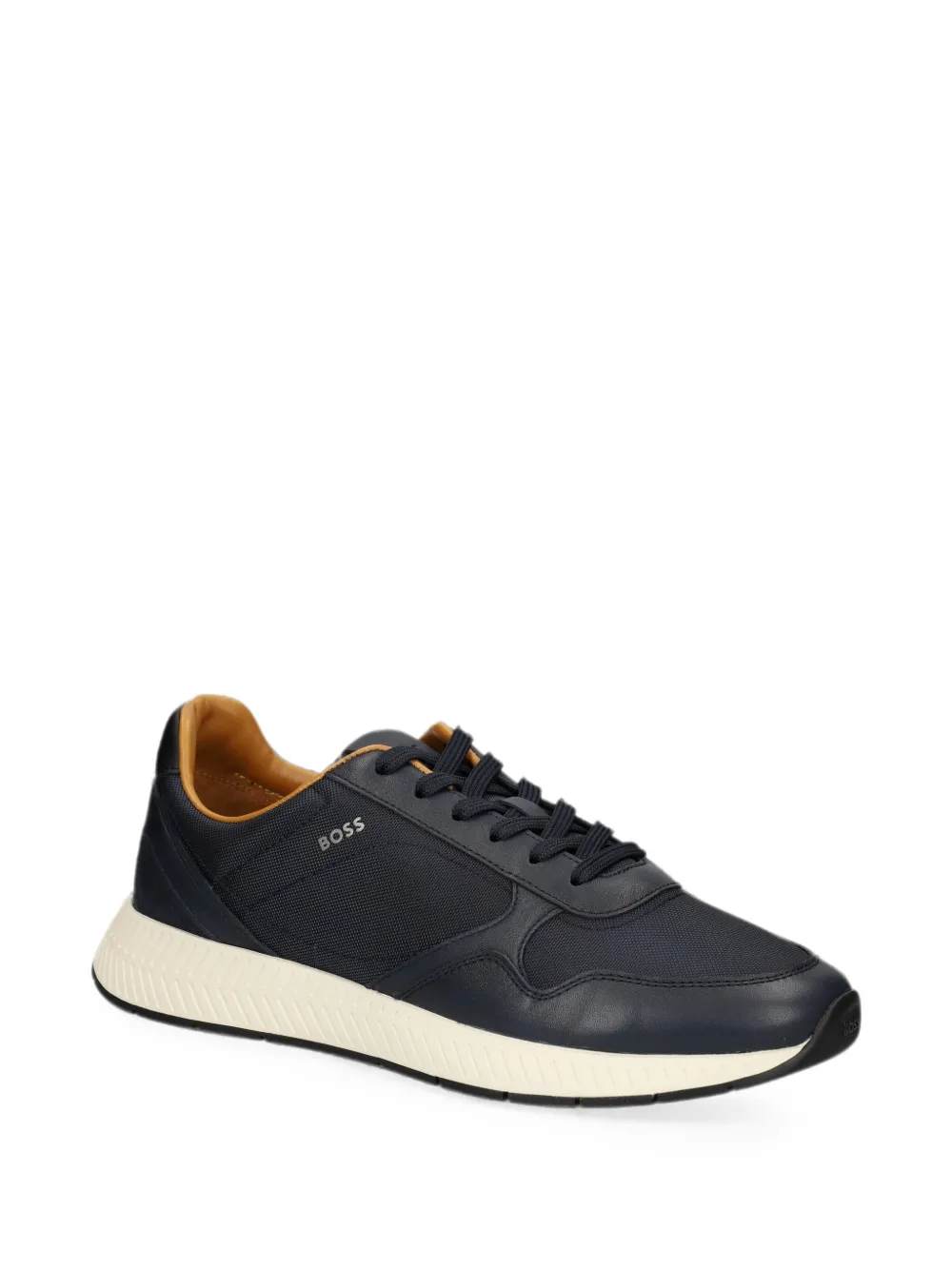 BOSS leather-panelled mesh sneakers Blauw