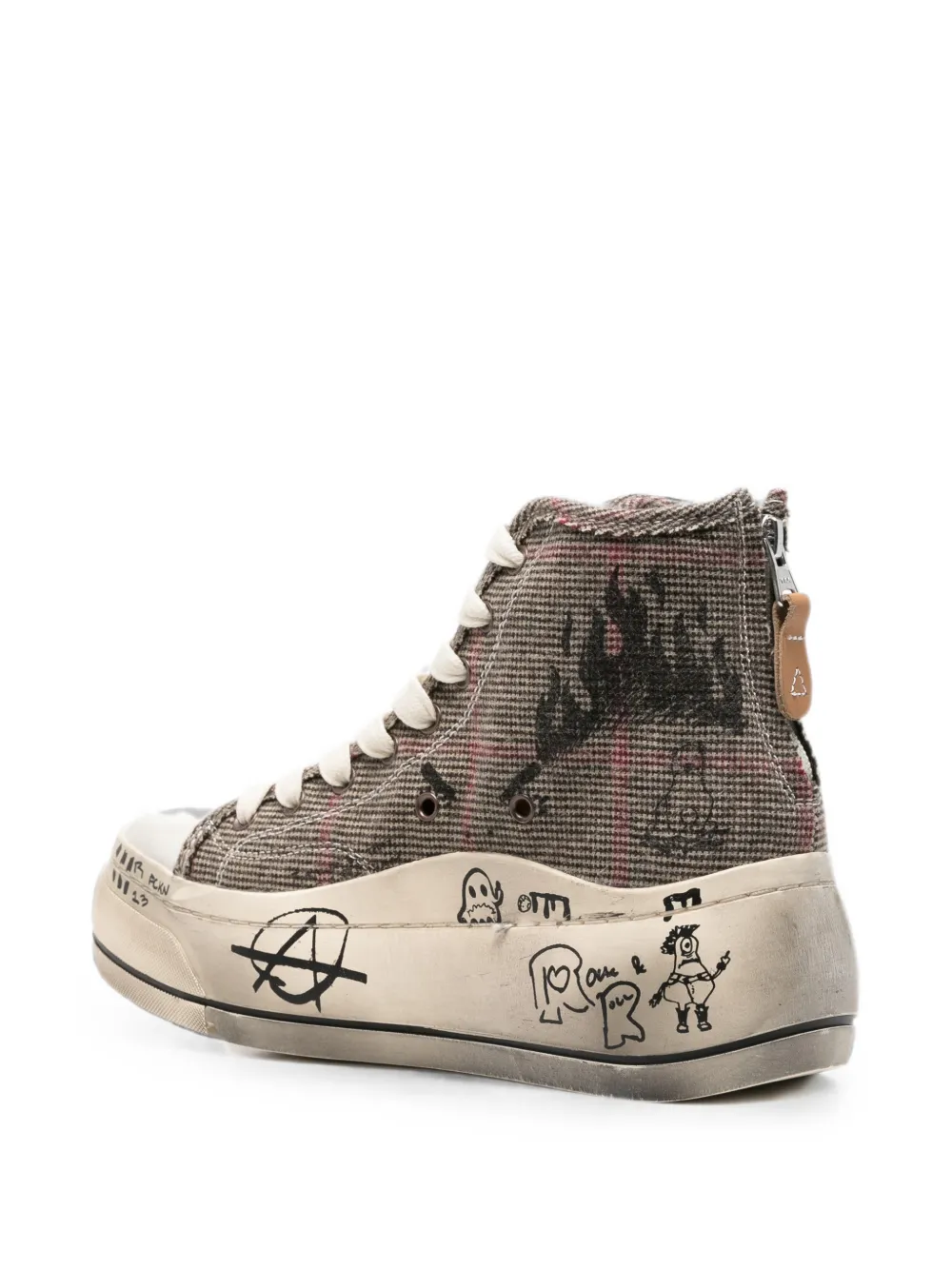 R13 graffiti-print plaid sneakers Bruin