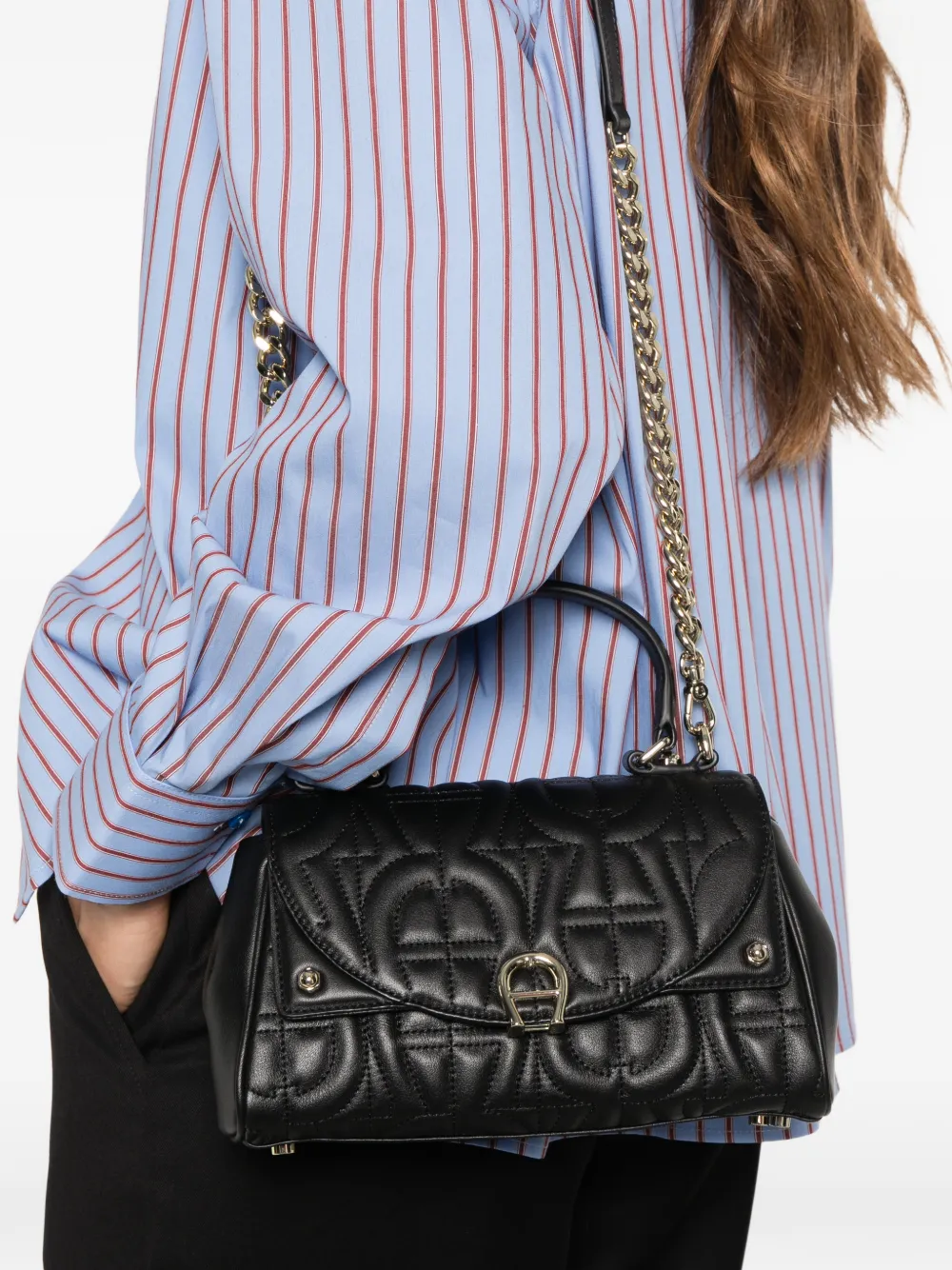 AIGNER Diadora gewatteerde leren shopper Zwart