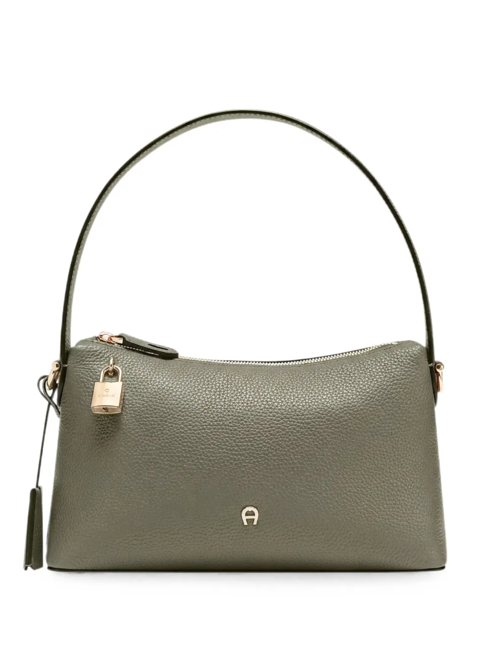 AIGNER small Delia pebbled-leather tote bag - Verde