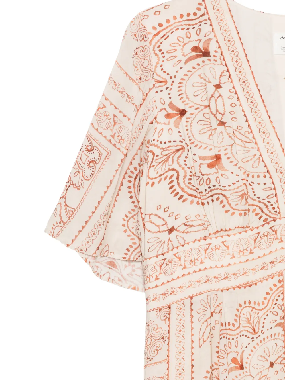 MAISON123 Midi-jurk met paisley-print en V-hals Beige