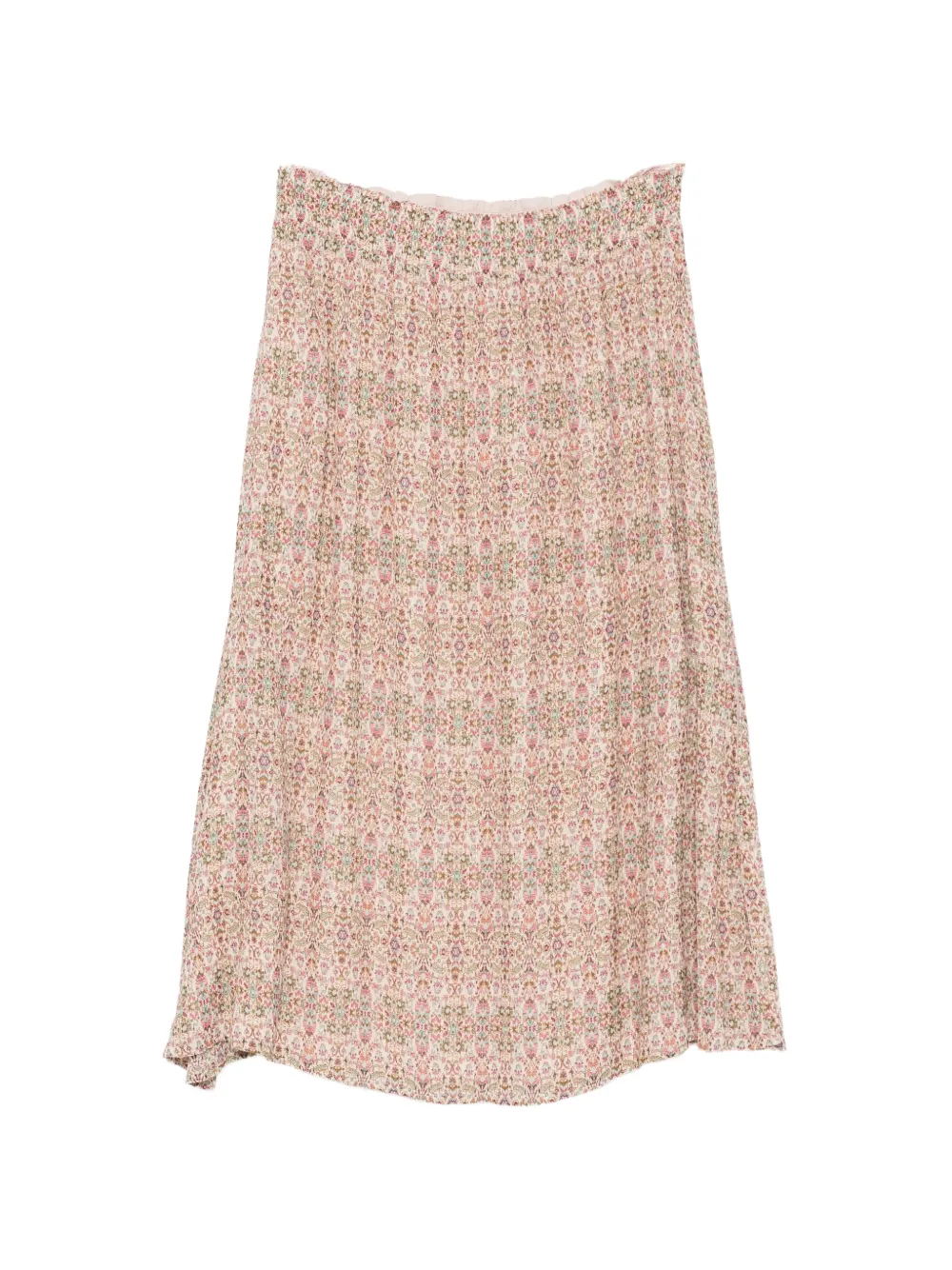 MAISON123 batik-print shirred-waist midi skirt - Toni neutri