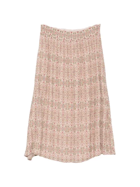MAISON123 batik-print shirred-waist midi skirt