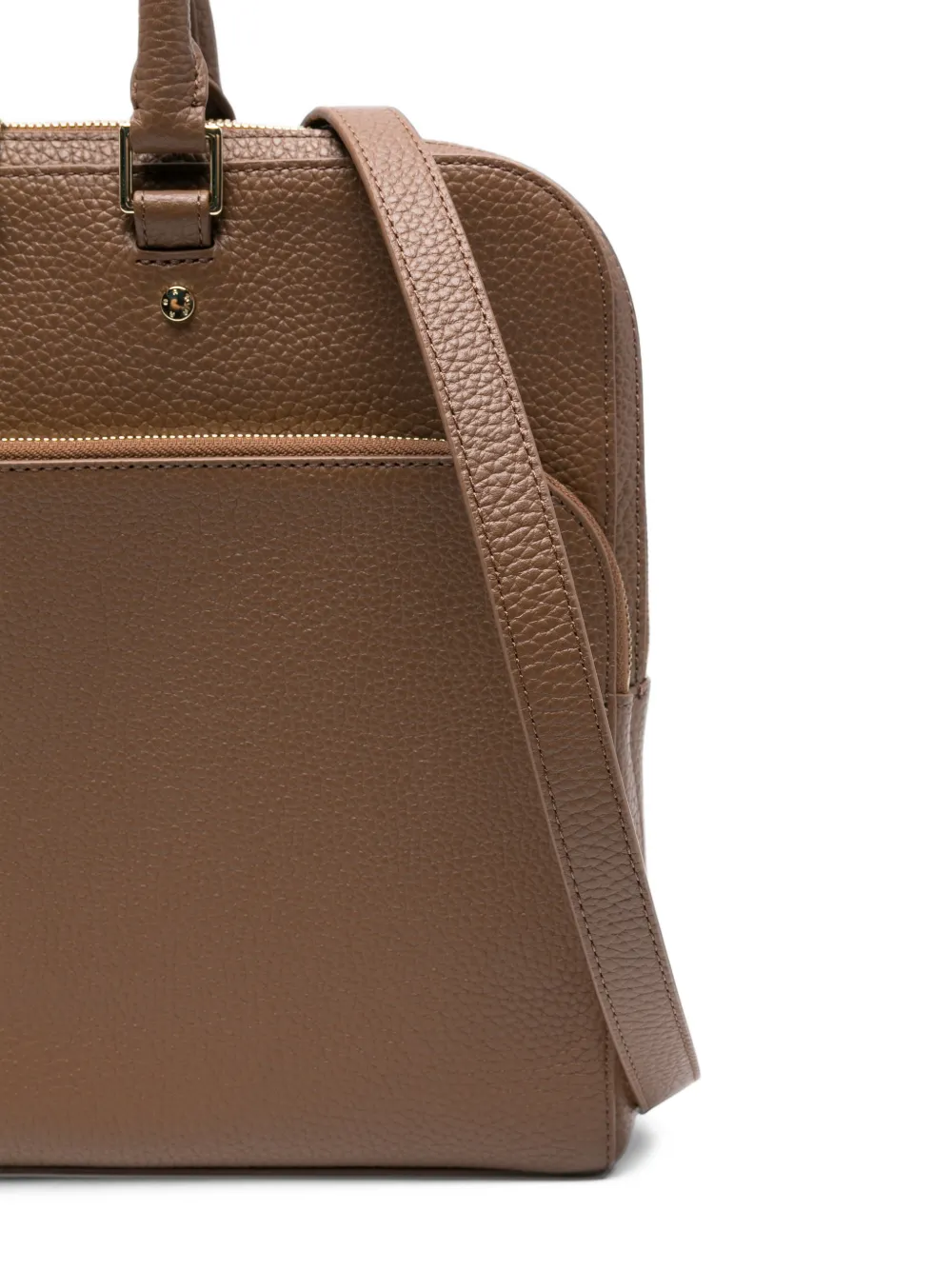 AIGNER Ivy grained-leather laptop bag Bruin
