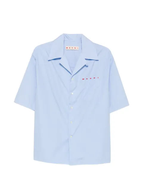 Marni logo-print camp-collar shirt