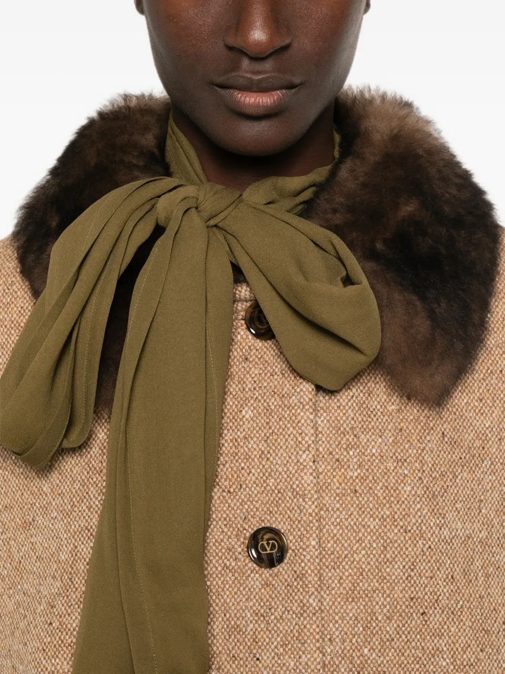 Valentino Garavani sleeveless tweed cape Bruin