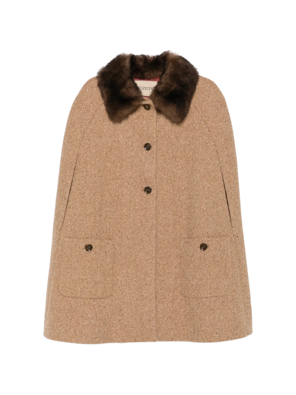 Valentino Garavani sleeveless tweed cape - Braun