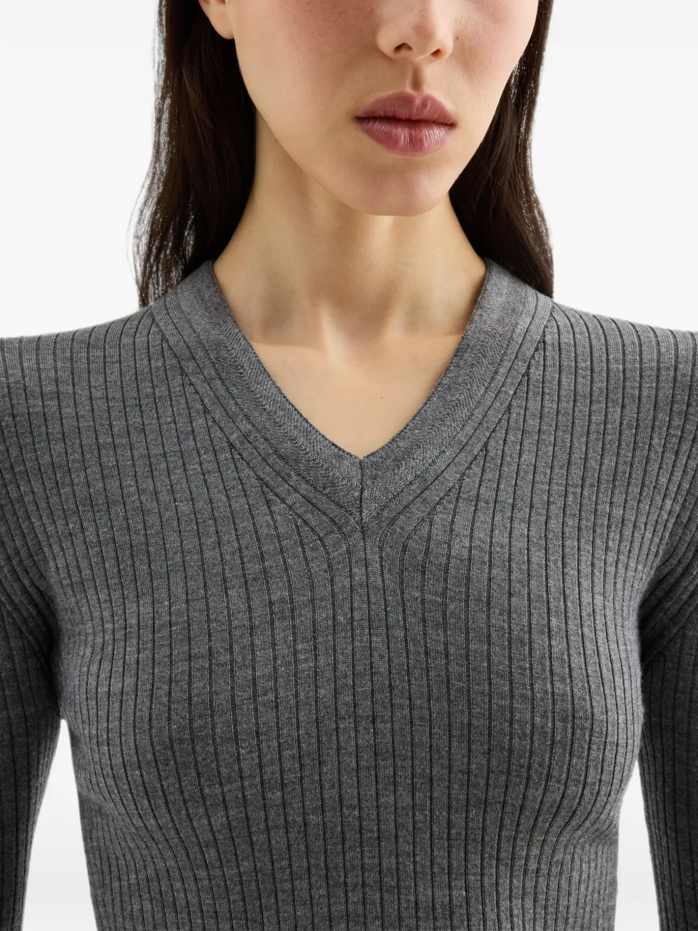 Jil Sander Ribgebreide trui Grijs