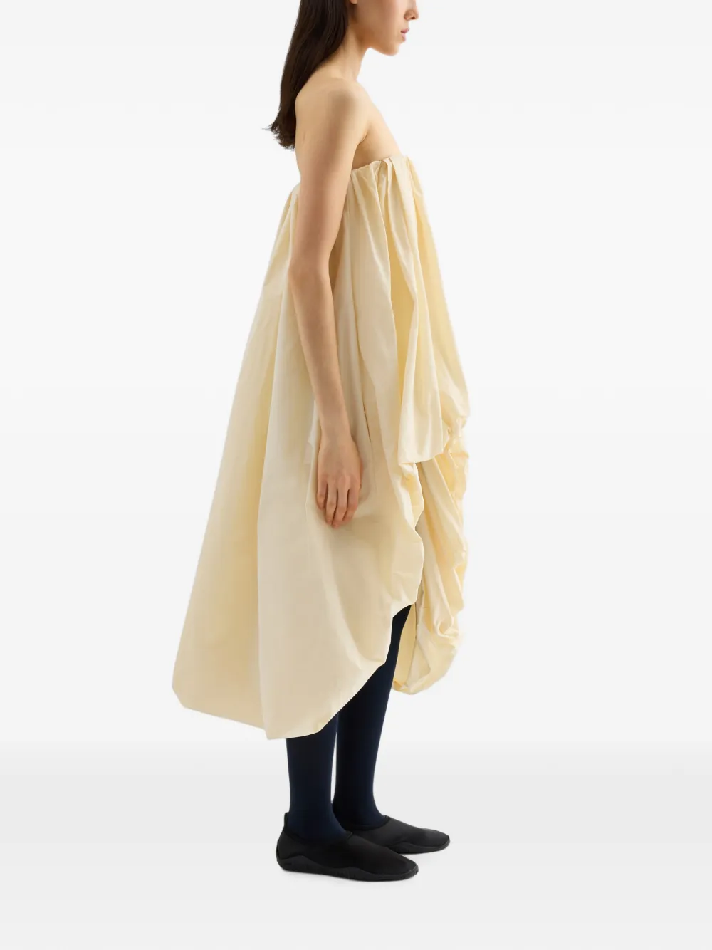 Jil Sander Gedrapeerde taffeta jurk Beige