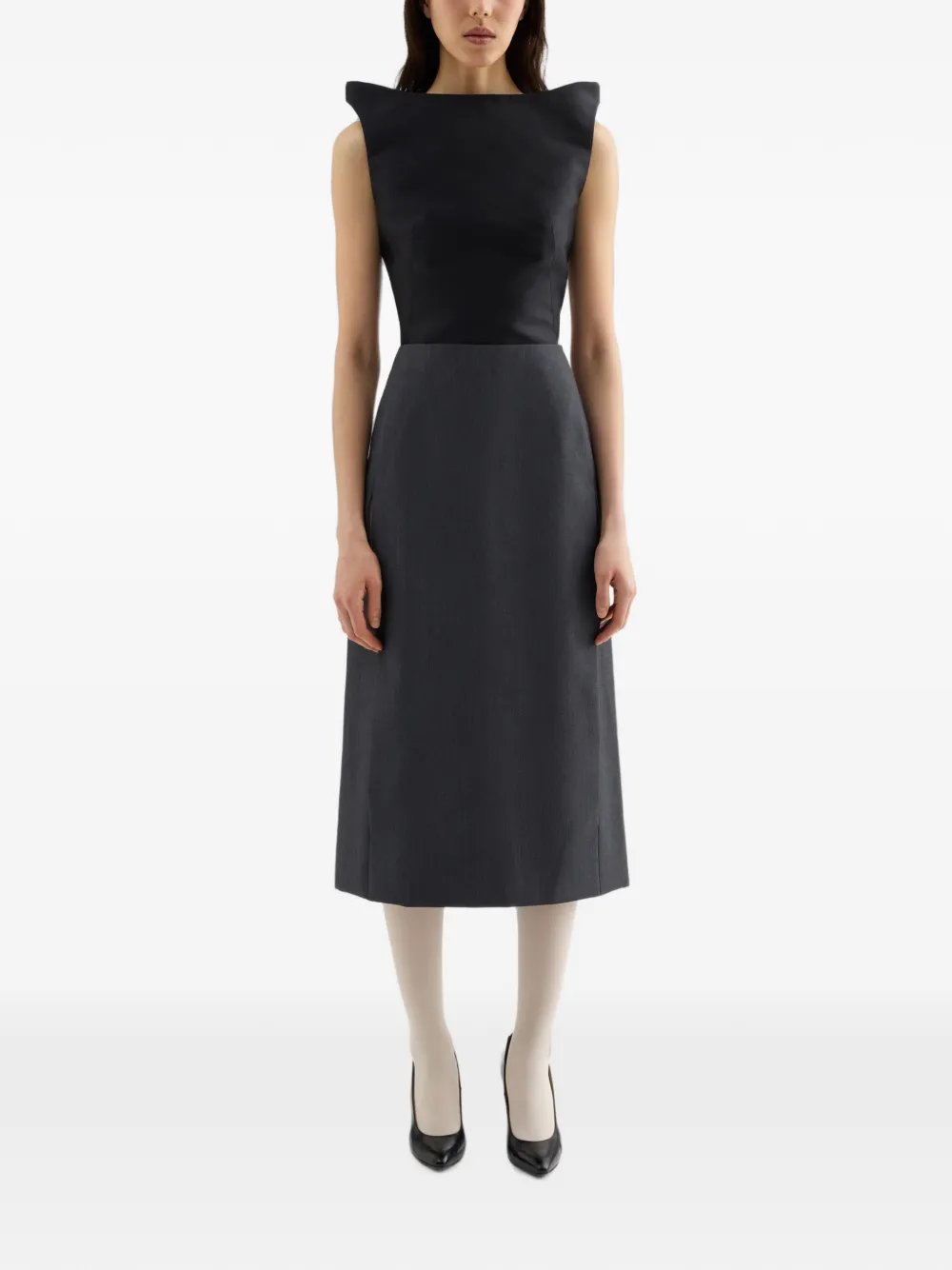 Jil Sander Top van zijdeblend met gestructureerde schouders Zwart