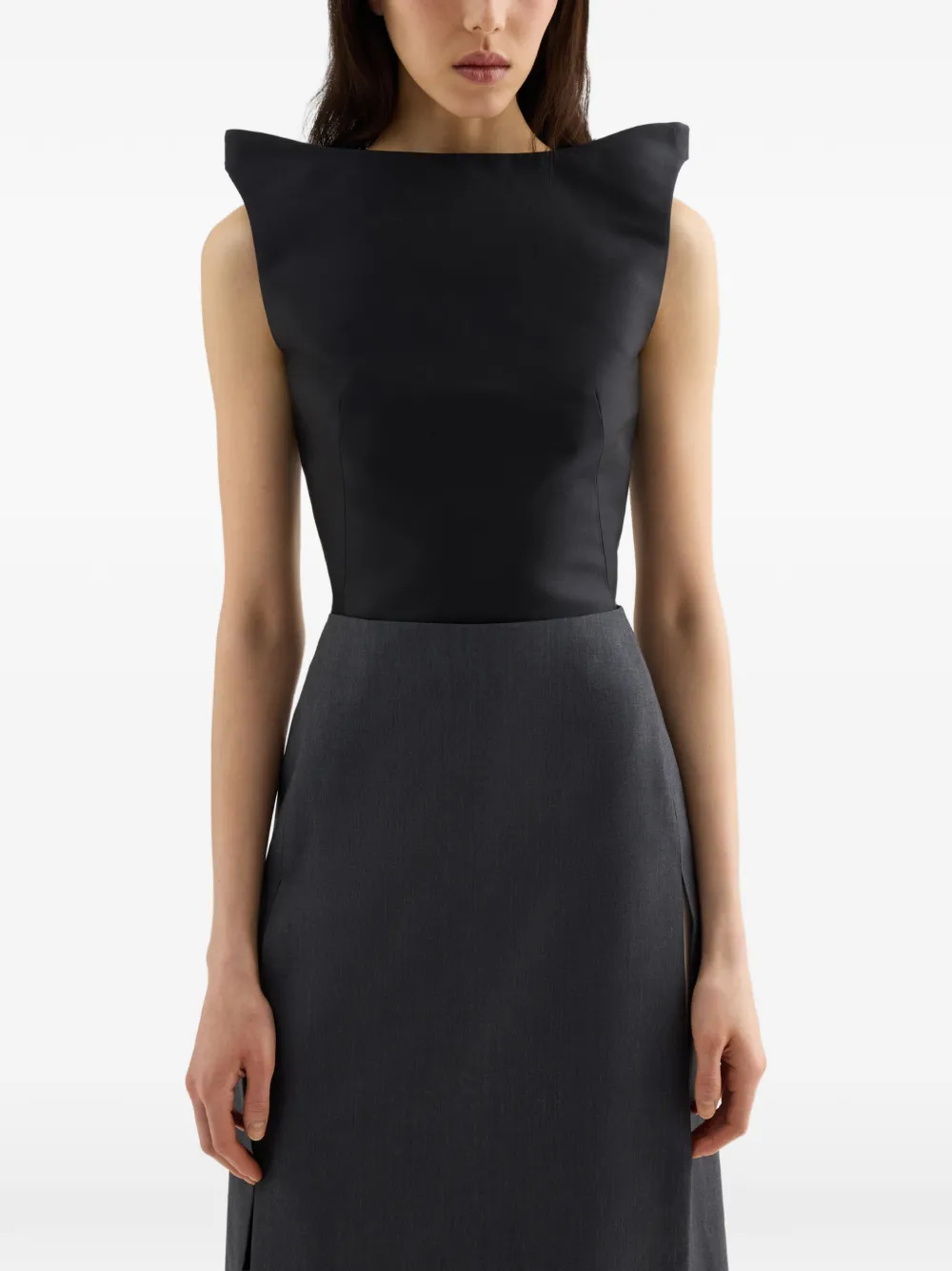 Jil Sander Top van zijdeblend met gestructureerde schouders Zwart