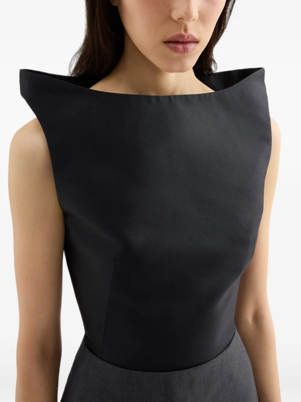 Jil Sander Top van zijdeblend met gestructureerde schouders Zwart