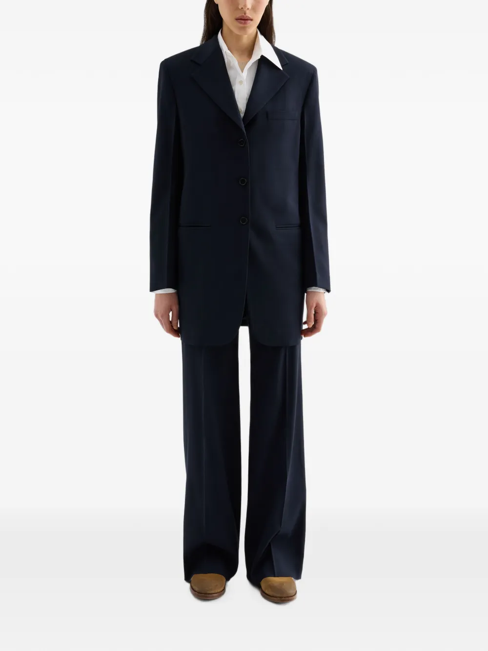 Jil Sander Blazer met enkele rij knopen Blauw