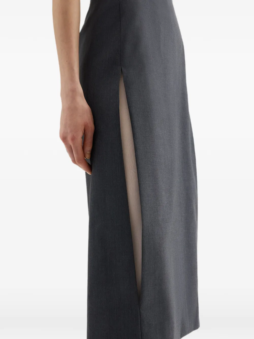 Jil Sander Fil-à-fil midi-rok met split Grijs