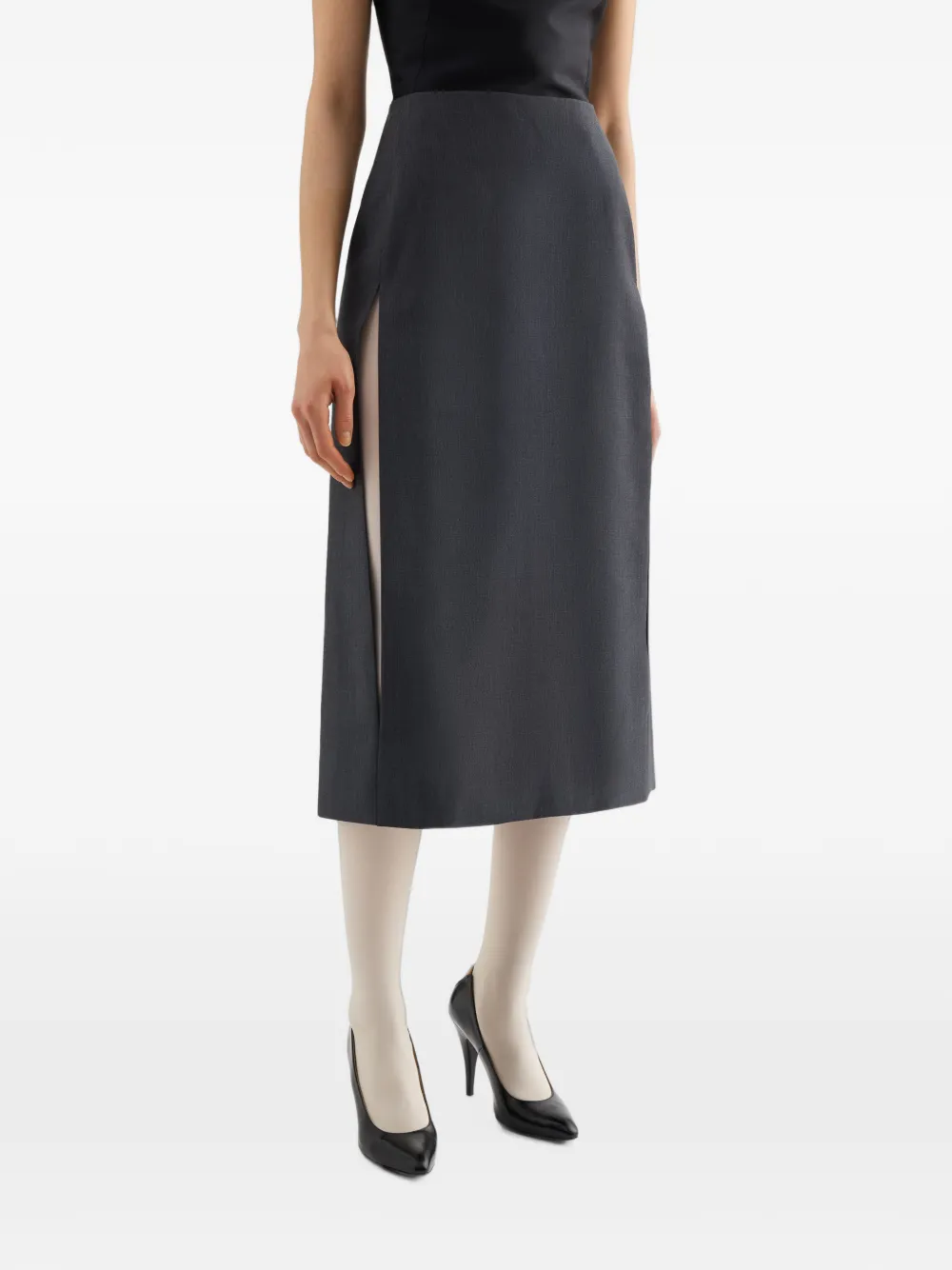 Jil Sander Fil-à-fil midi-rok met split Grijs