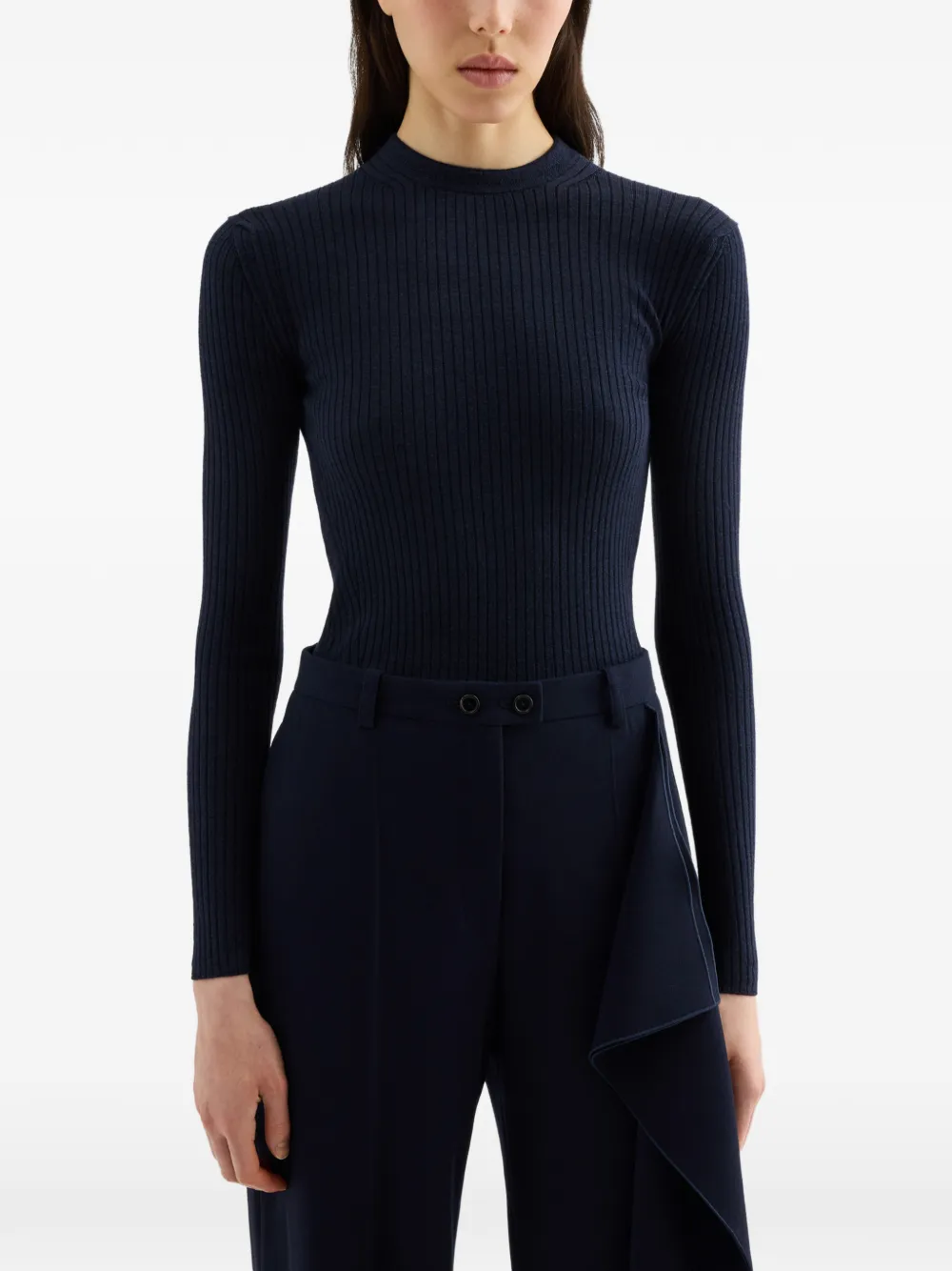 Jil Sander Ribgebreide lichtgewicht trui Blauw