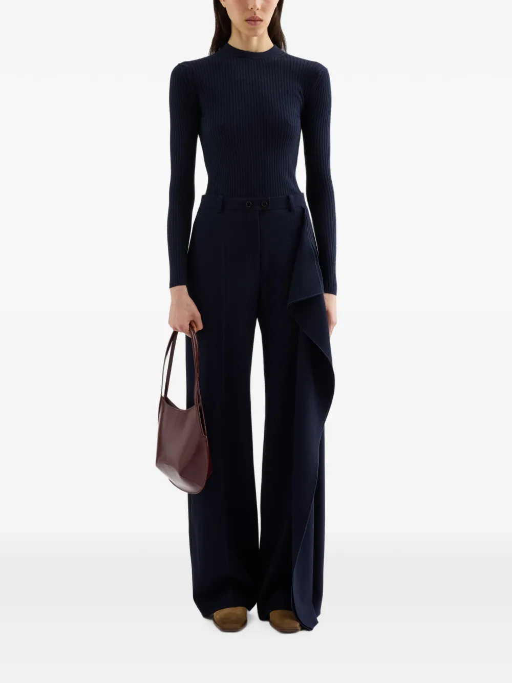 Jil Sander Ribgebreide lichtgewicht trui Blauw