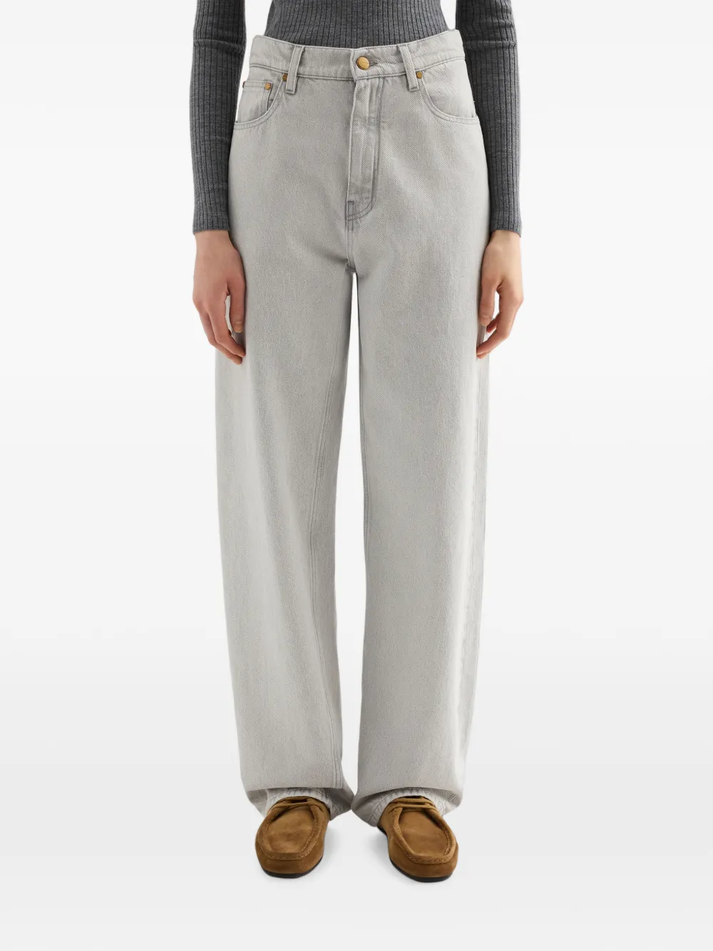 Jil Sander Ruimvallende jeans met lichte wassing Grijs