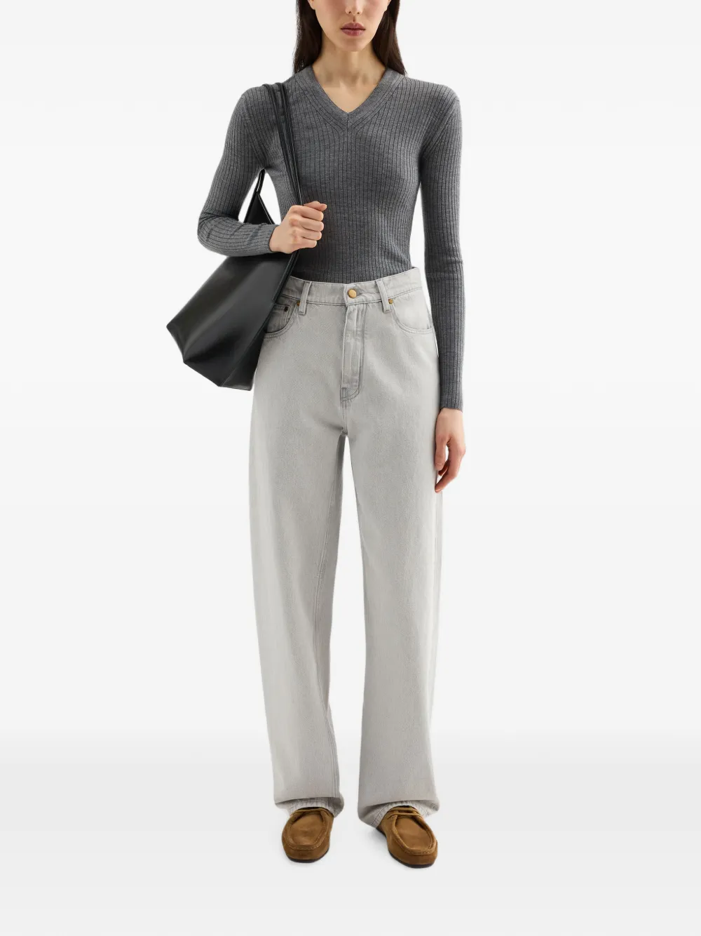Jil Sander Ruimvallende jeans met lichte wassing Grijs