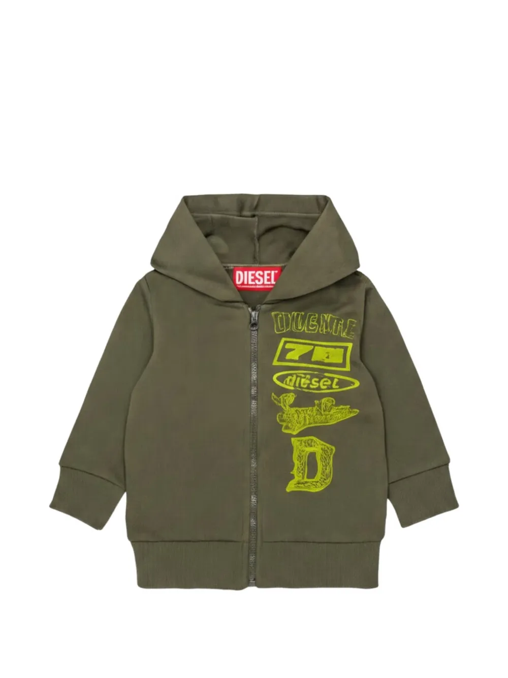 Diesel Kids logo-print zip-up hoodie - Verde