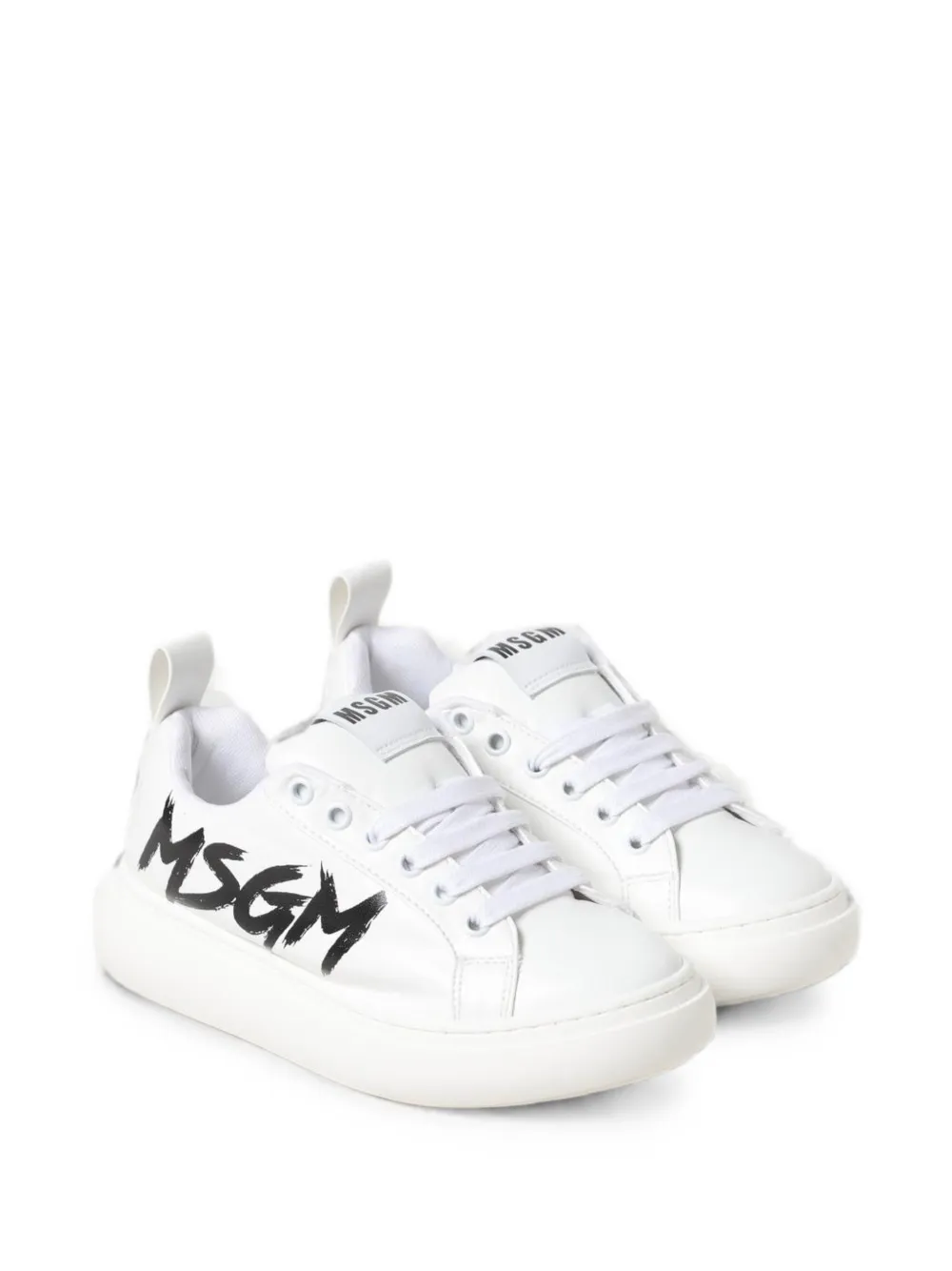 MSGM Kids logo-print low-top sneakers - Bianco