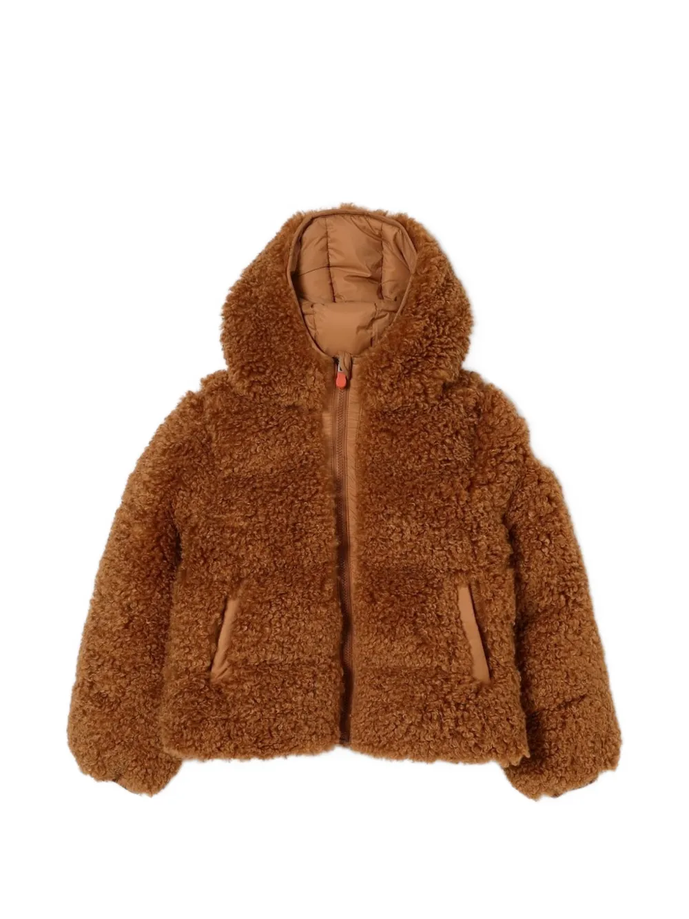 Save The Duck Kids Kenda hooded faux-fur coat - Marrone