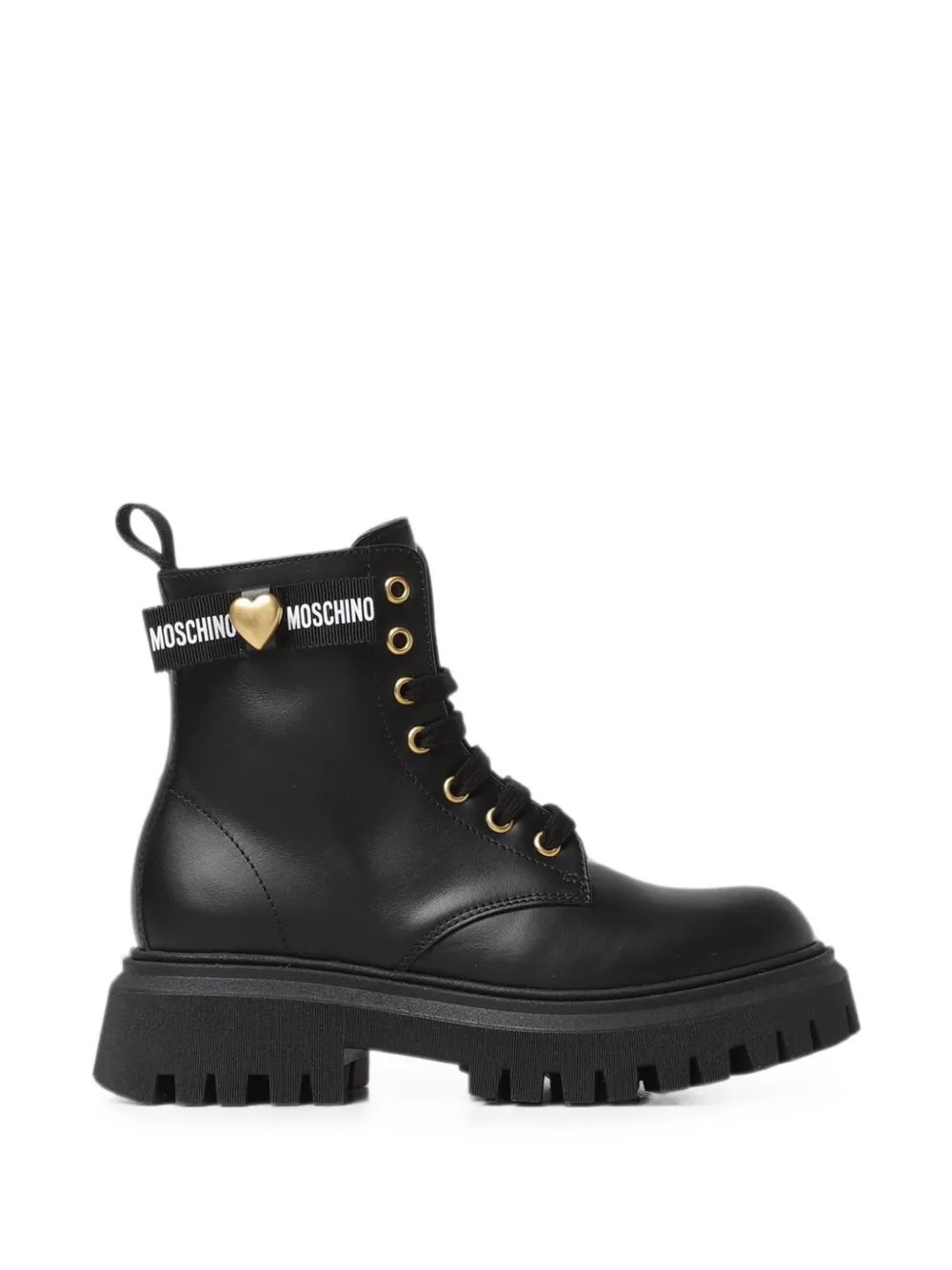 Moschino Kids logo-tape heart-plaque boots Zwart