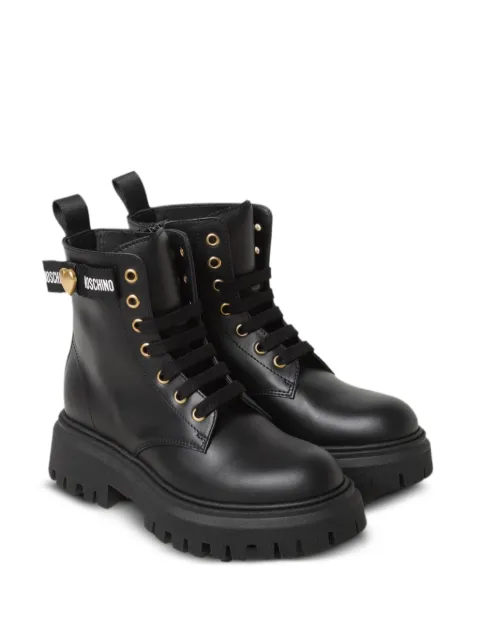 Moschino Kids botas con franja del logo y placa en forma de corazón