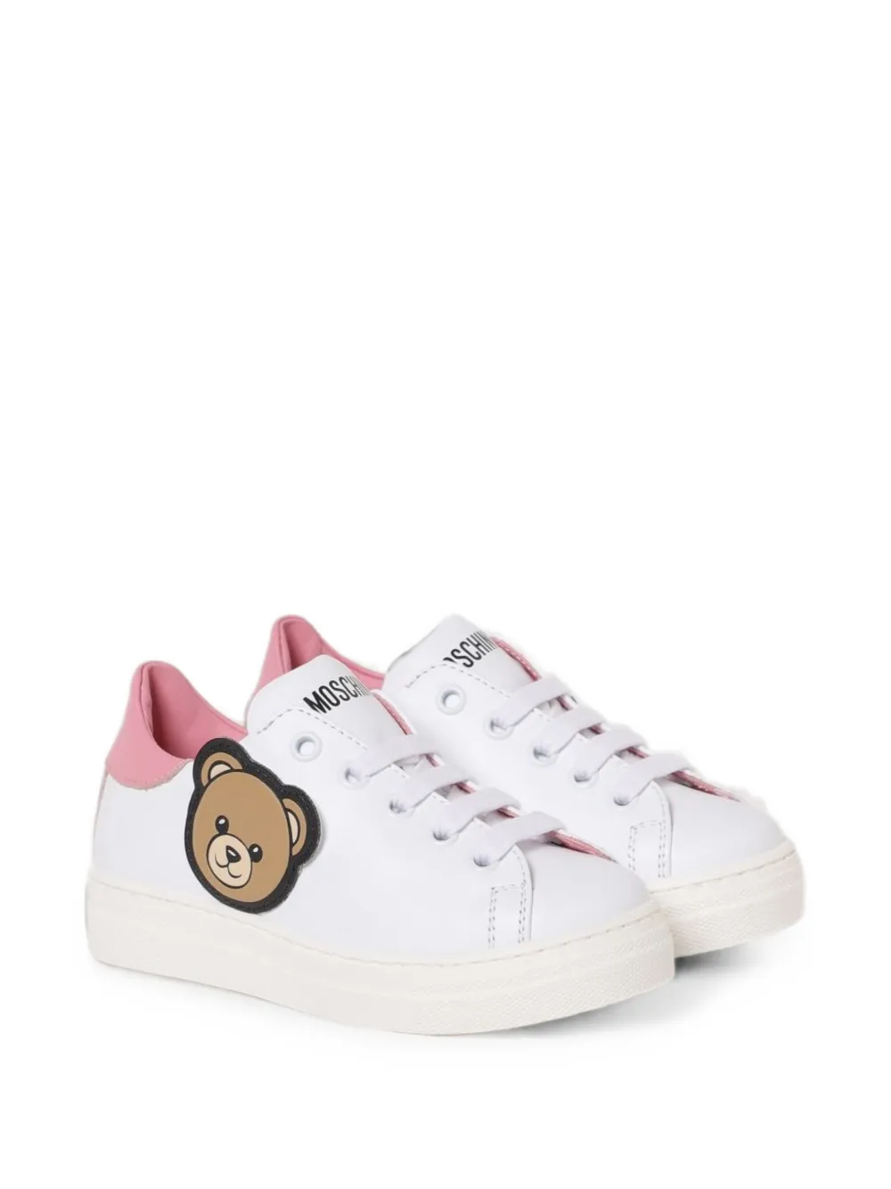 Moschino Kids Teddy Bear leather sneakers - Bianco