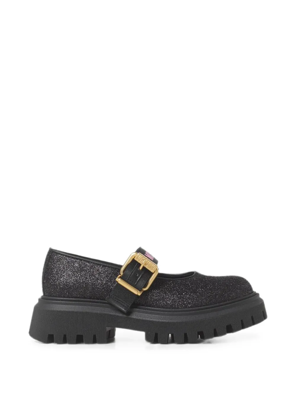 Moschino Kids glittered chunky-sole Mary Jane shoes Zwart