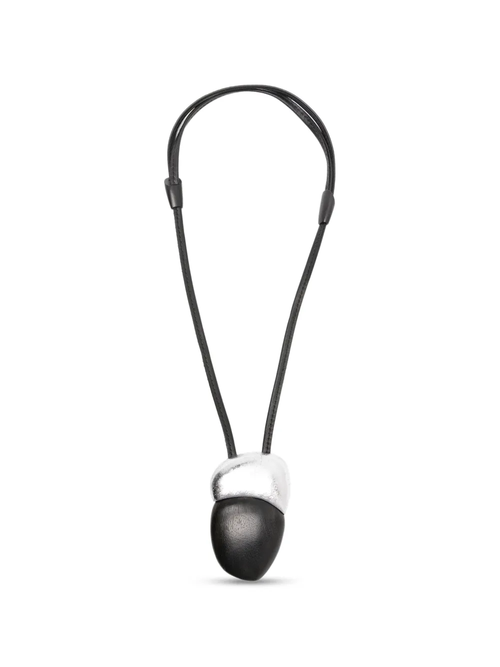 Monies Aurena wood-pendant leather-strap necklace - Schwarz