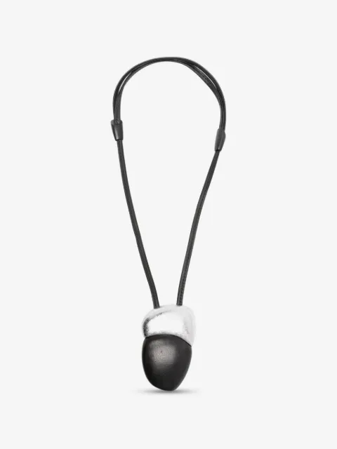 Monies Aurena wood-pendant leather-strap necklace