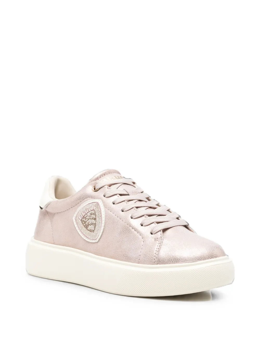 Blauer Venus 01 metallic-effect logo-patch leather sneakers Roze