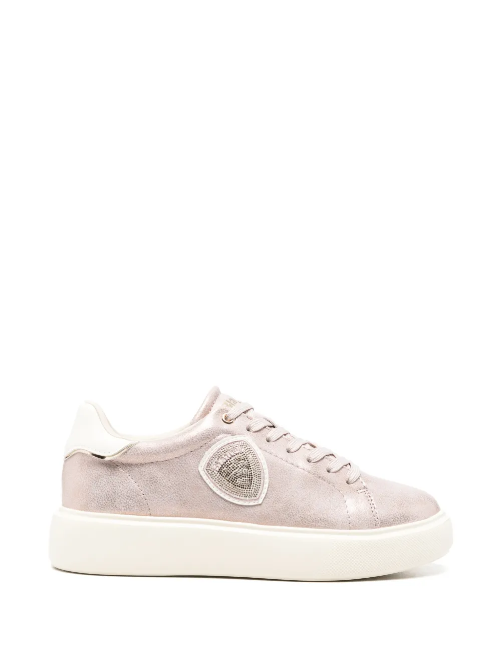 Blauer Venus 01 metallic-effect logo-patch leather sneakers Roze
