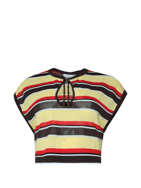 Rabanne Striped Bead-embellished Sweater in Yellow